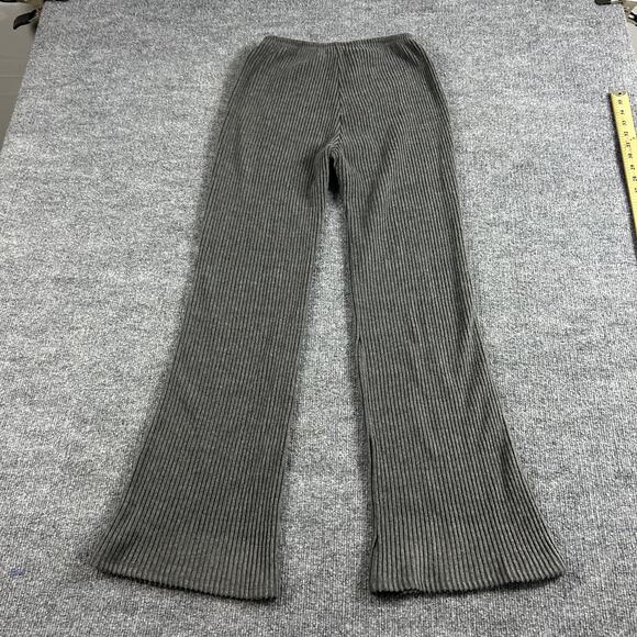 Joah Brown Pant Women Small Medium Fitted Mini Flare Gray Rib Knit Lounge Luxury - Picture 7 of 15